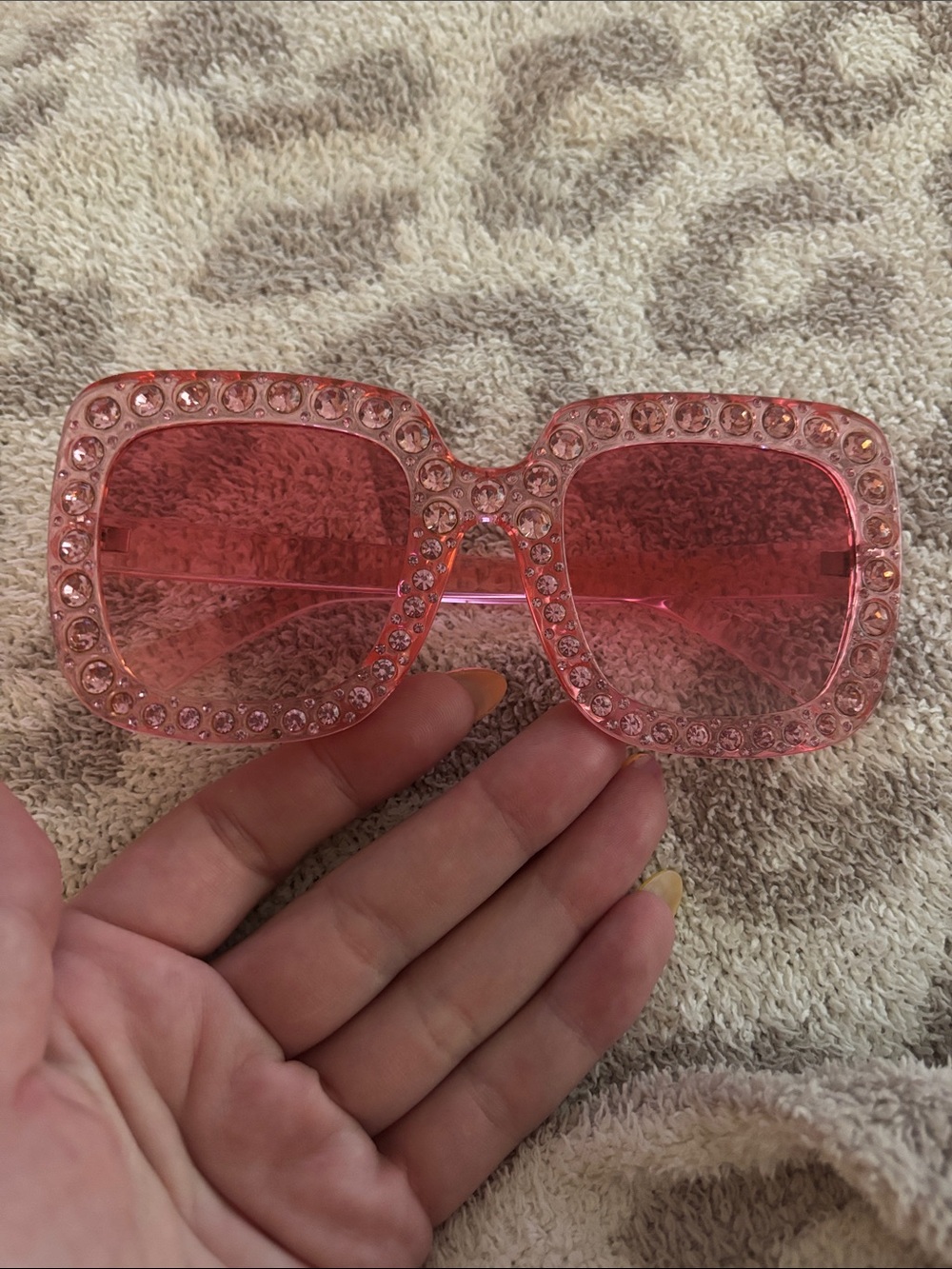 Sparkly Elton John like pink sunglasses